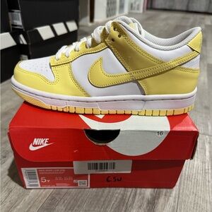 Nike Women’s/Kids Dunk Low in Bright Yellow and White